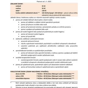 Ceník Denního stacionáře Slunečnice od 1. 5. 2025