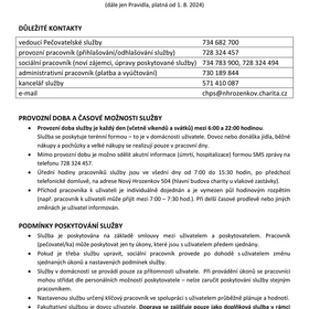 Vnitřní pravidla Pečovatelské služby