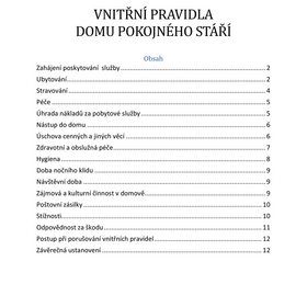 Vnitřní pravidla Domu pokojného stáří