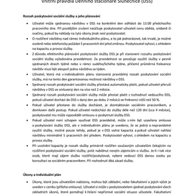 Vnitřní pravidla Denního stacionáře Slunečnice